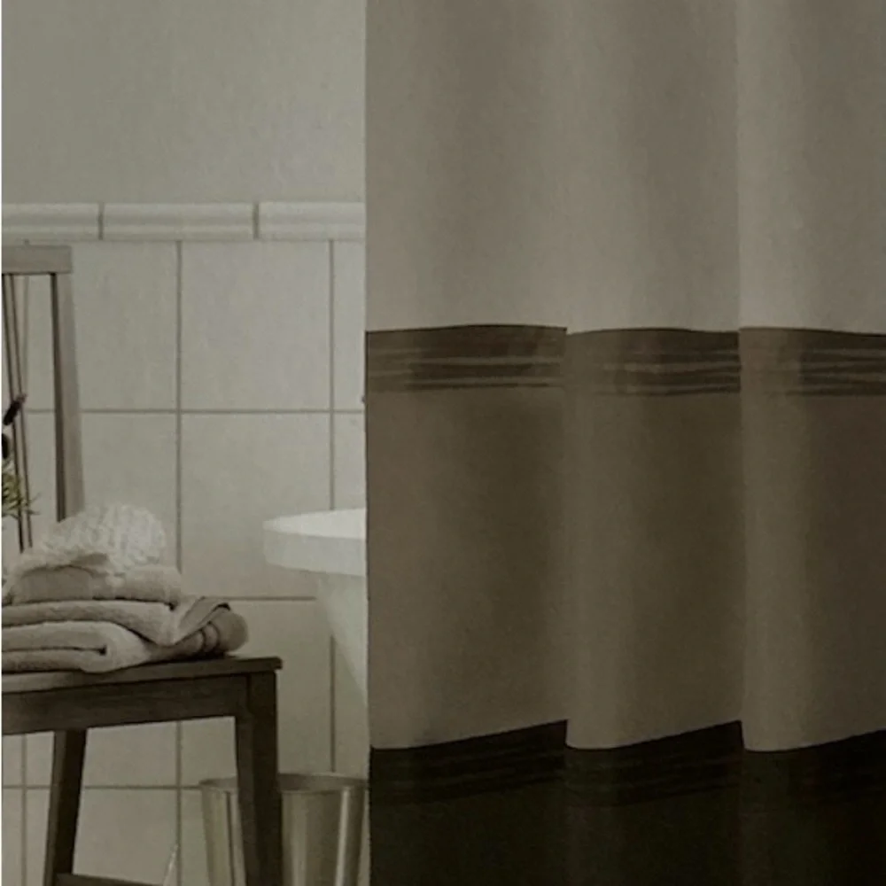 Home Classics Black Pintuck 4 Layer 100% Polyester Easy Care Shower Curtain
